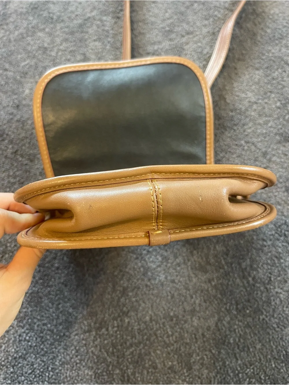 Coach Mickey Mouse Tan Leather Crossbody Bag with Adjustable Strap